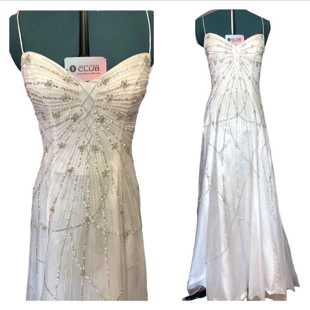 Prom Beaded White A-Line Gown
